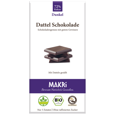 Bio Dattel Schokolade Dunkel 72% Kakao (85g)